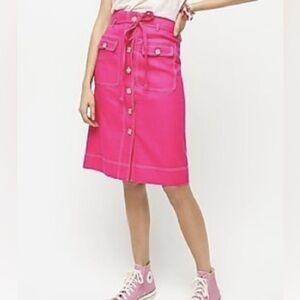 J.Crew button-up skirt with removable belt size 0 NWT style AK084 Color Fuchsia